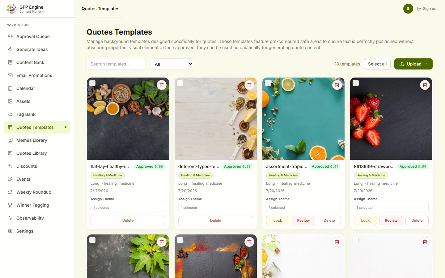 Good Food Project quote templates safe space